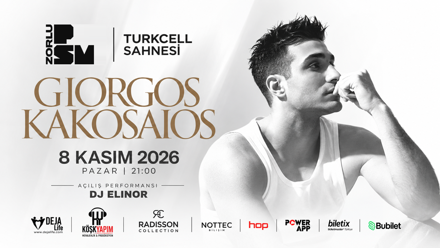 Giorgos Kakosaios - 8 Kasım 2026 - Zorlu Performans Sanatları Merkezi Turkcell Sahnesi